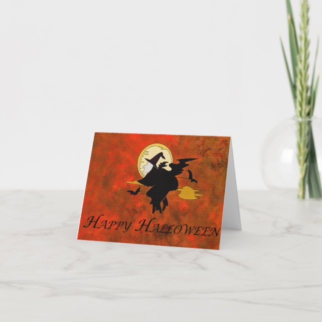 Carte Heureuse sorcière d'Halloween (Devant)