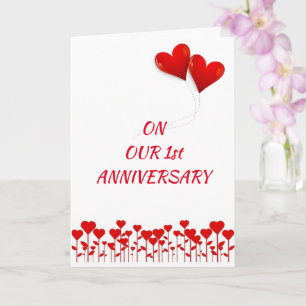 Carte **HEUREUX 1er ANNIVERSAIRE** à MON AMOUR