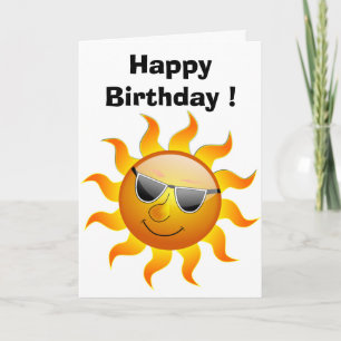 CARTE "HEUREUX ANNIVERSAIRE" COOL FACE AU SOLEIL