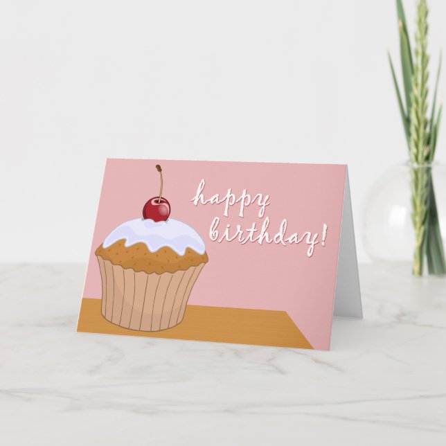 Carte heureux anniversaire : cupcake géant : (Devant)