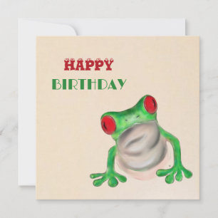 Carte Heureux anniversaire Grenouille verte salut