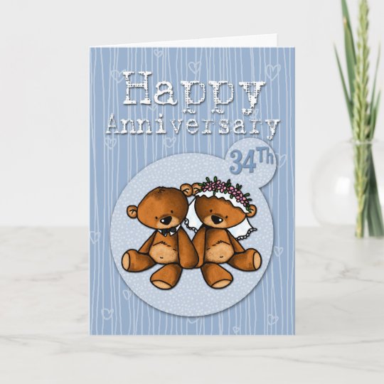 Carte Heureux Anniversaire Ours 34 Ans Zazzle Fr