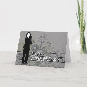 Carte heureux anniversaire : silhouette d'entreprise :