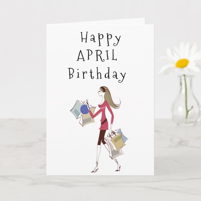 CARTE HEUREUX ***AVRIL*** ANNIVERSAIRE POUR **HER** CART (Petite plante)