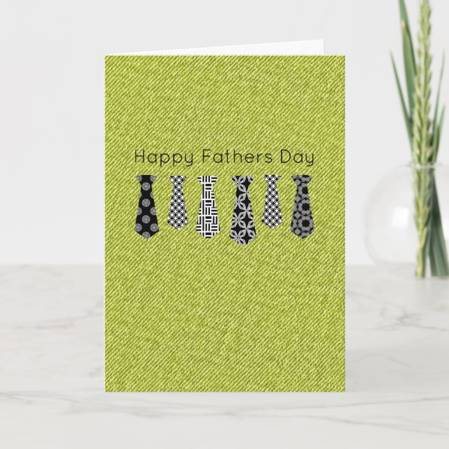 Carte HEUREUX Cravate de FÊTE DES PÈRES Green Denim Fun (Devant)