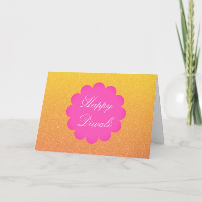 Carte Heureux Diwali Gold Pink Elegant Greeting (Devant)