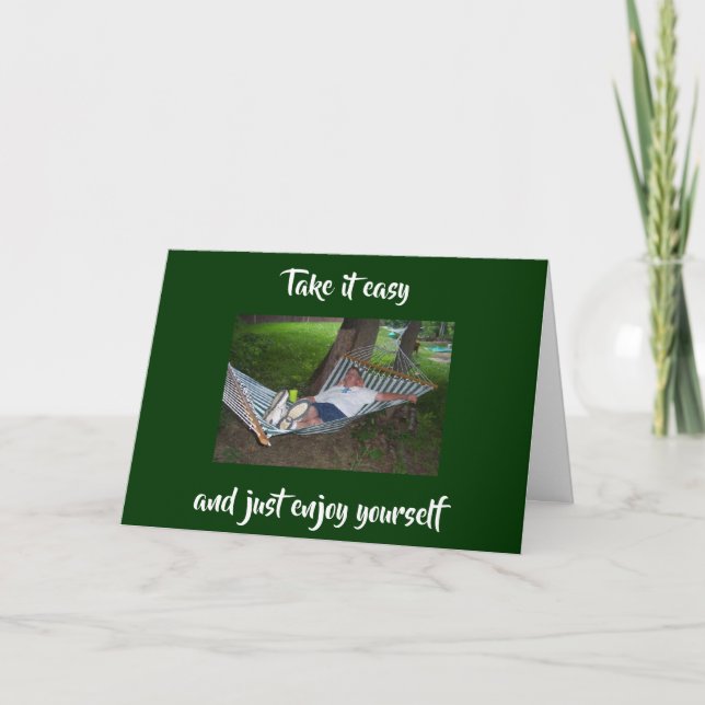 CARTE HEUREUX EN HAMMOQUE **CARTE D'ANNIVERSAIRE** (Devant)