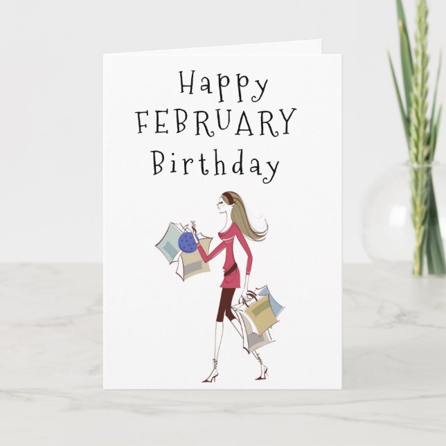 CARTE HEUREUX ***FÉVRIER*** ANNIVERSAIRE POUR **ELLE** C (Devant)