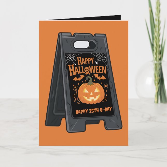 Carte heureux halloween et heureux anniversaire orange (Devant)