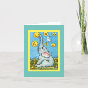 CARTE HEUREUX PETIT ÉLÉPHANT ATTEINTE POUR LES ÉTOILES V