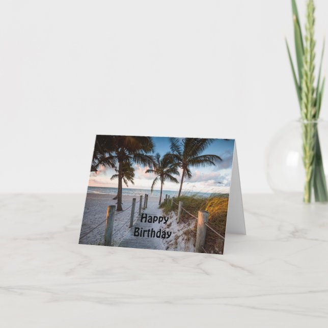 CARTE HEUREUX STYLE DE PLAGE "ANNIVERSAIRE" JUSTE POUR V (Devant)