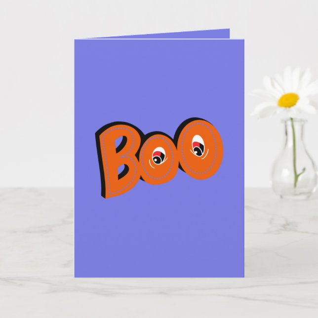 Carte Hey Boo Je T'Ai Craigné Typographie Dessin Art (Petite plante)