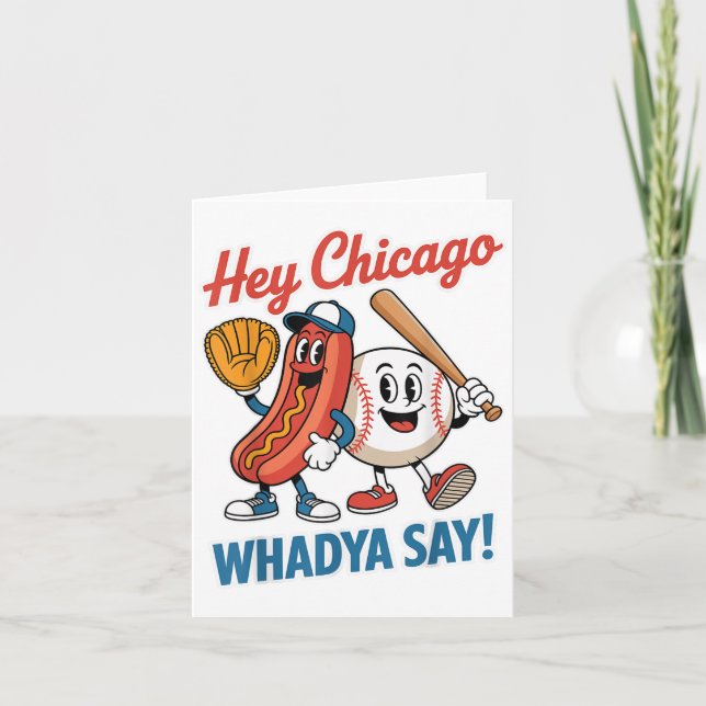 Carte Hey Chicago Whadya Dites Funny Baseball Hot Chien  (Devant)