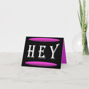 Carte Hey design d'art en noir et violet plus blanc