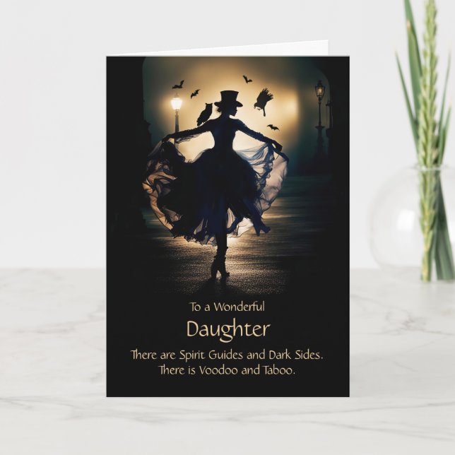 Carte Hialloween Fille Witchy Femme Familier Hibou (Devant)