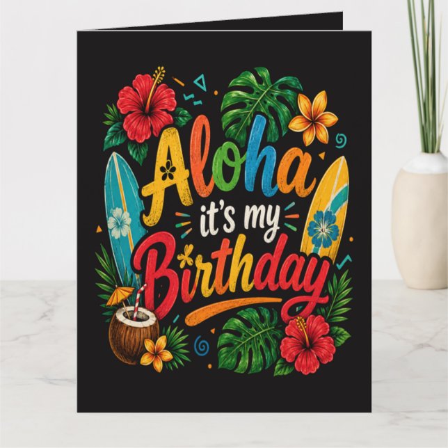 Carte Hibiscus Aloha Anniversaire Hawaï (Devant)