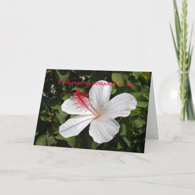 Carte Hibiscus blanc pour Mariage hawaïen (Devant)