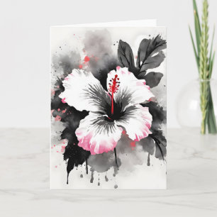 Carte Hibiscus - Fleurs aquarelle