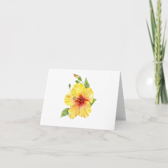Carte Hibiscus jaune Fleur Tropique (Devant)