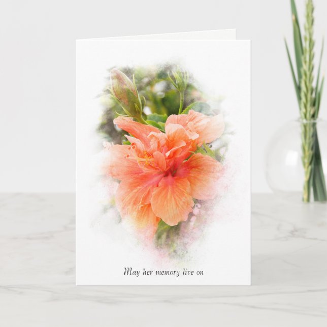 Carte hibiscus orange pour sympathie (Devant)