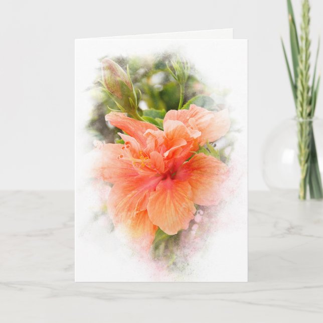 Carte hibiscus orange pour sympathie (Devant)