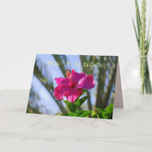 Carte Hibiscus rose chaud pour un joyeux anniversa