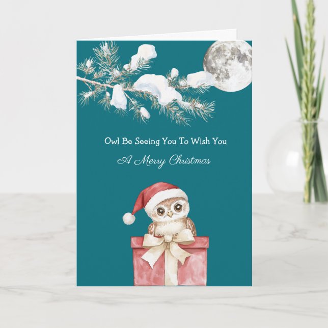 Carte Hibou arbre de Noël dans une boîte (Devant)