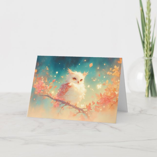 Carte Hibou céleste perché dans une lueur d'automne (Devant)