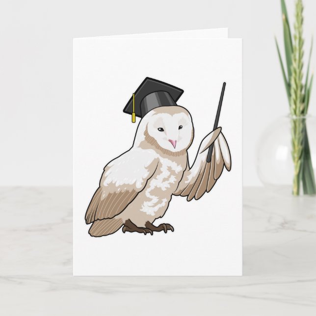 Carte Hibou comme enseignant avec pointeur (Devant)
