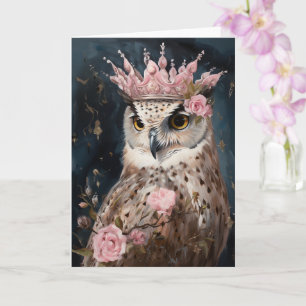 Carte Hibou dans une couronne toutes occasions