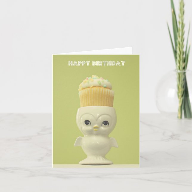 Carte Hibou de petit gâteau de joyeux anniversaire (Devant)