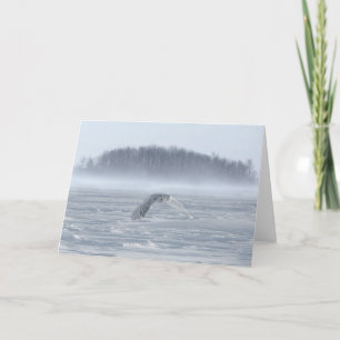 Carte Hibou des neiges en vol en hiver