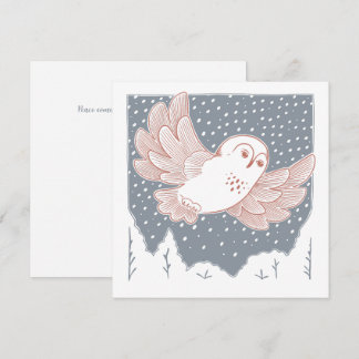 Carte Hibou des neiges - Vacances de Noël en hiver