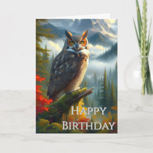 Carte Hibou en automne Joyeux anniversaire homme 