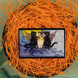 Carte Hibou et chats noirs d'Halloween