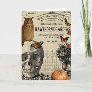 Carte Hibou et crâne vintages modernes de Halloween