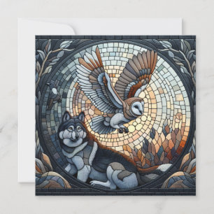 Carte Hibou et loup Mosaic Ai Art   Vide