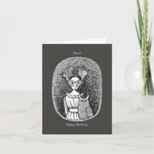 Carte Hibou et masqué dame Horror Goth Art Anniversaire