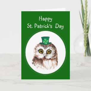 Carte Hibou mignon de shamrock du jour de St Patrick