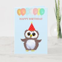 Hibou mignon et vœux d'anniversaire modifiables su