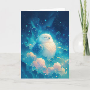 Carte Hibou rêveur dans un sommeil cosmique