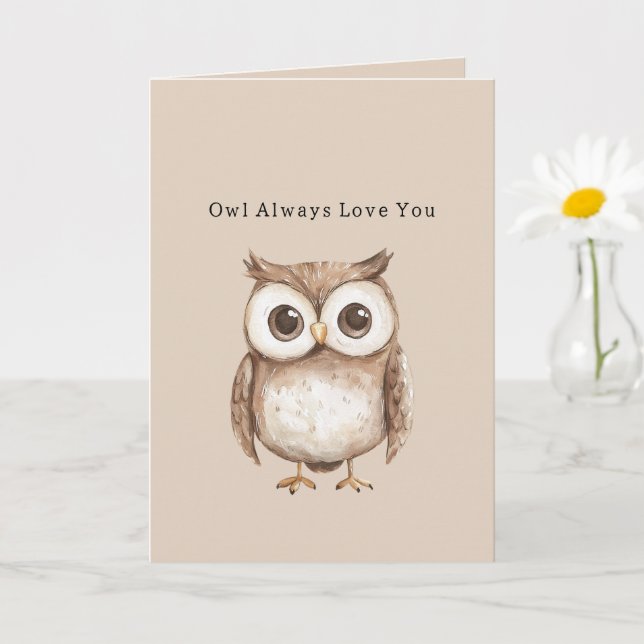 Carte Hibou t'aime toujours (Petite plante)