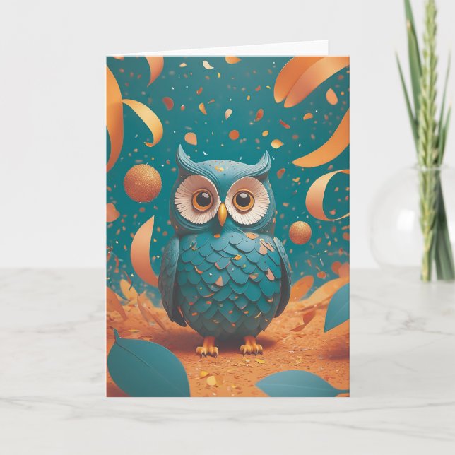 Carte Hibou timide soudainement Anniversaire (Devant)