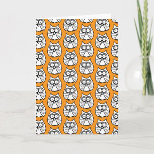 Carte Hiboux de dessin animé Halloween drôles orange
