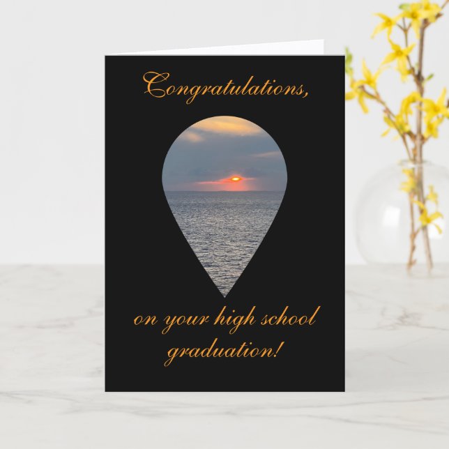 Carte High School Graduation, Folded Greeting Card (Fleur jaune)