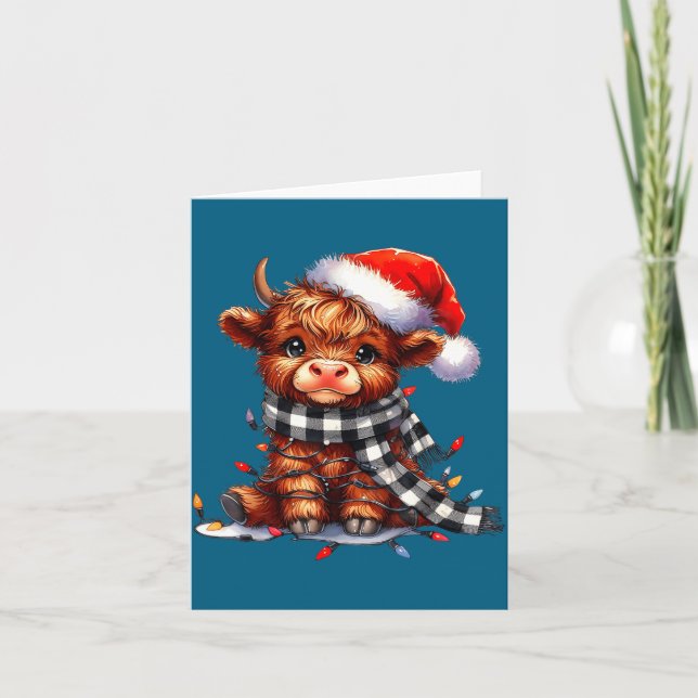Carte Highland Cow Christmas Santa Hat Mooey Xmas Heifer (Devant)