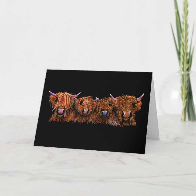 Carte HiGHLaND CoW PRiNT SCoTTiSH ' THe GiNGeR NuTS ' (Devant)