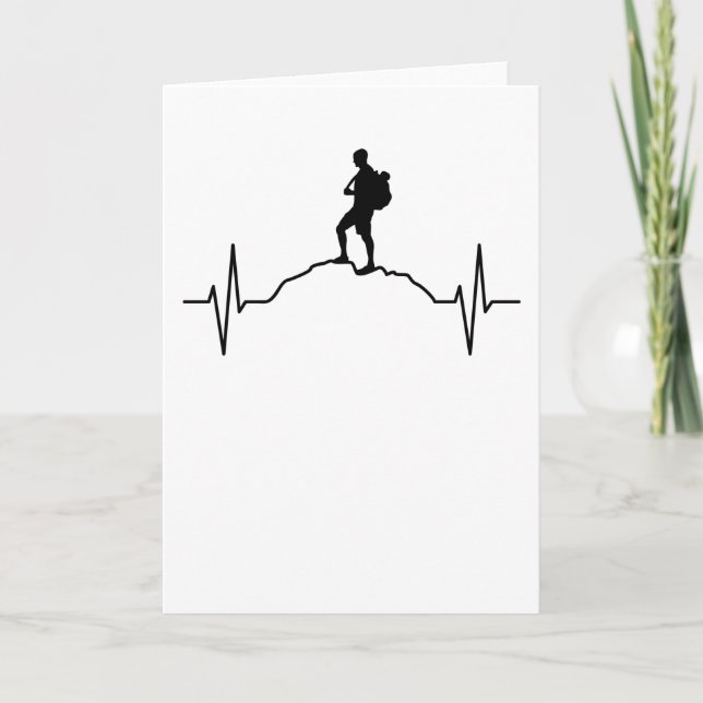 Carte Hiker Mountaineer Outdoor Heartbeat Cadeau (Devant)