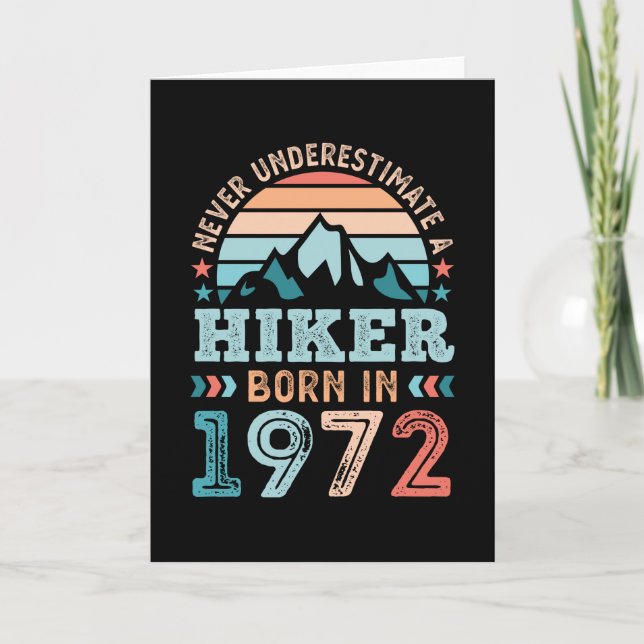 Carte Hiker né en 1972 50e anniversaire Randonnée Retro  (Devant)