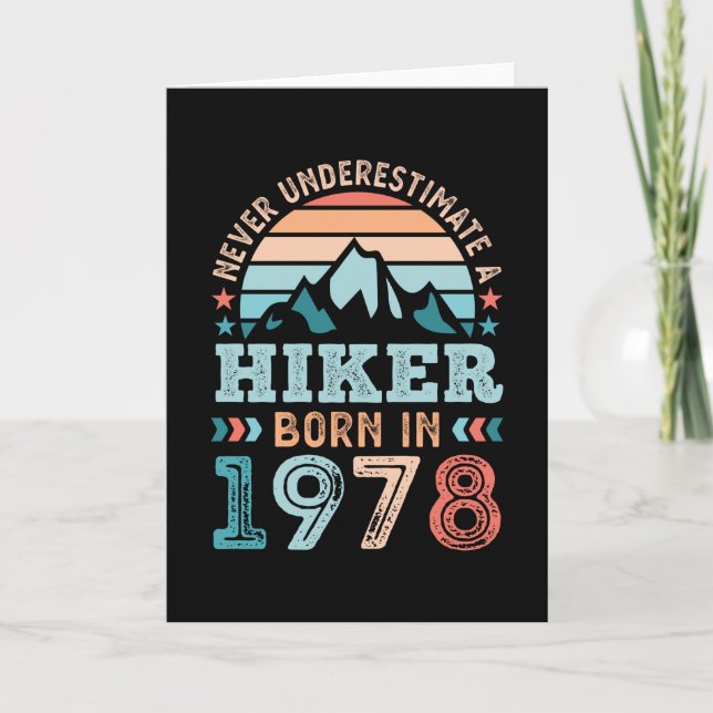 Carte Hiker né en 1978 50e anniversaire Randonnée Retro  (Devant)